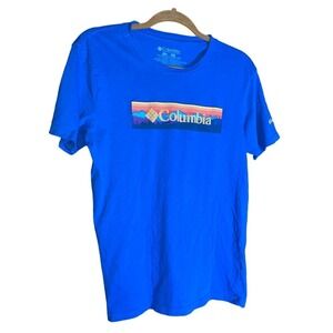 Men's Blue Columbia Cotton Sunset Mountain T Shirt Medium